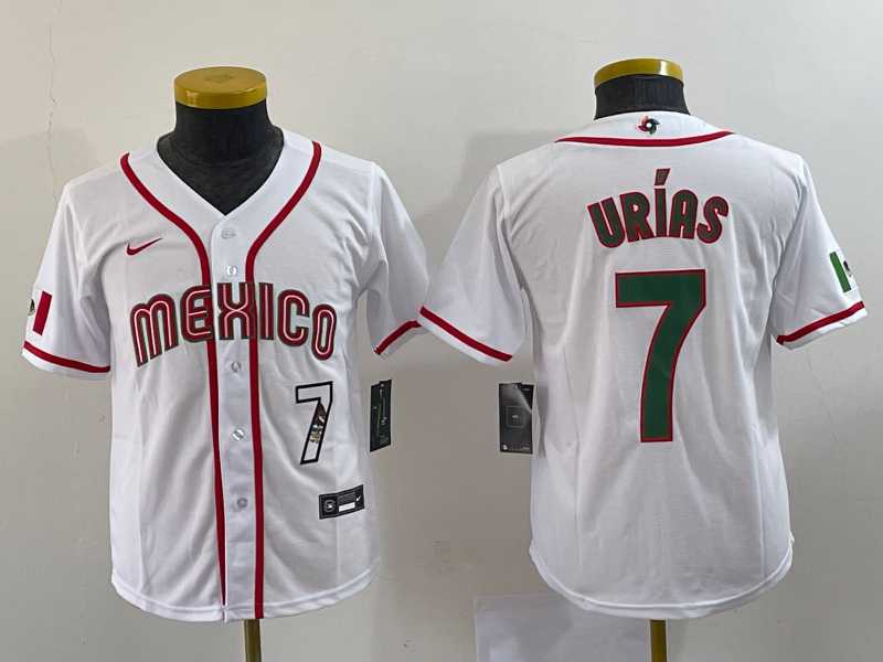 Youth Mexico Baseball #7 Julio Urias Number 2023 Red World Baseball Classic Stitched Jersey2->2023 world baseball classic->MLB Jersey